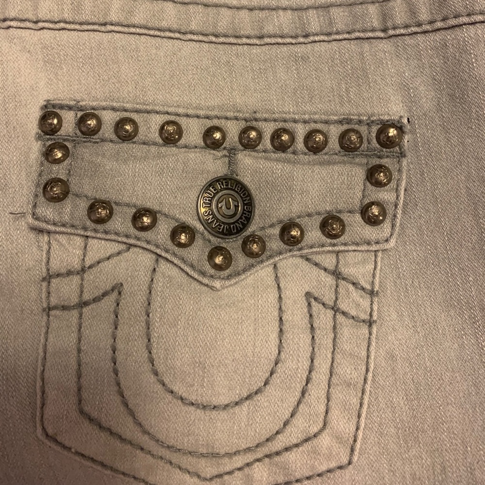True Religion Julie Studded Gray Skinny Jeans